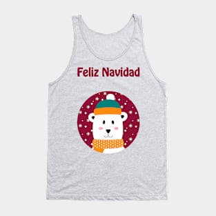 Feliz Navidad - Cute polar bear wishing merry Christmas in Spanish Tank Top